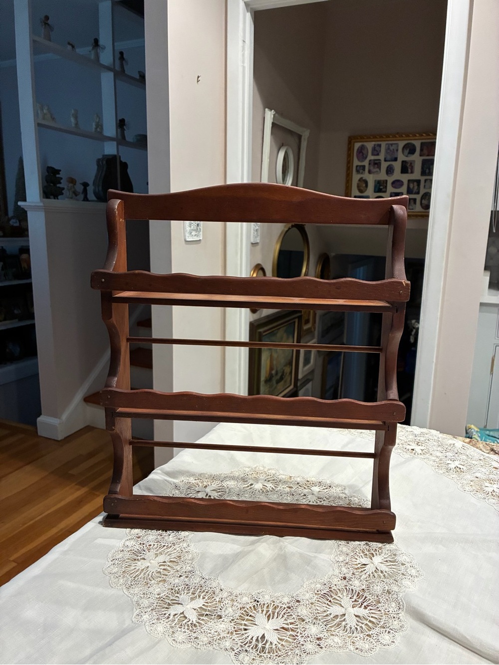 Vintage Wooden Three Tier Wall Spice Rack Shelf - Brown Home Wall Decor